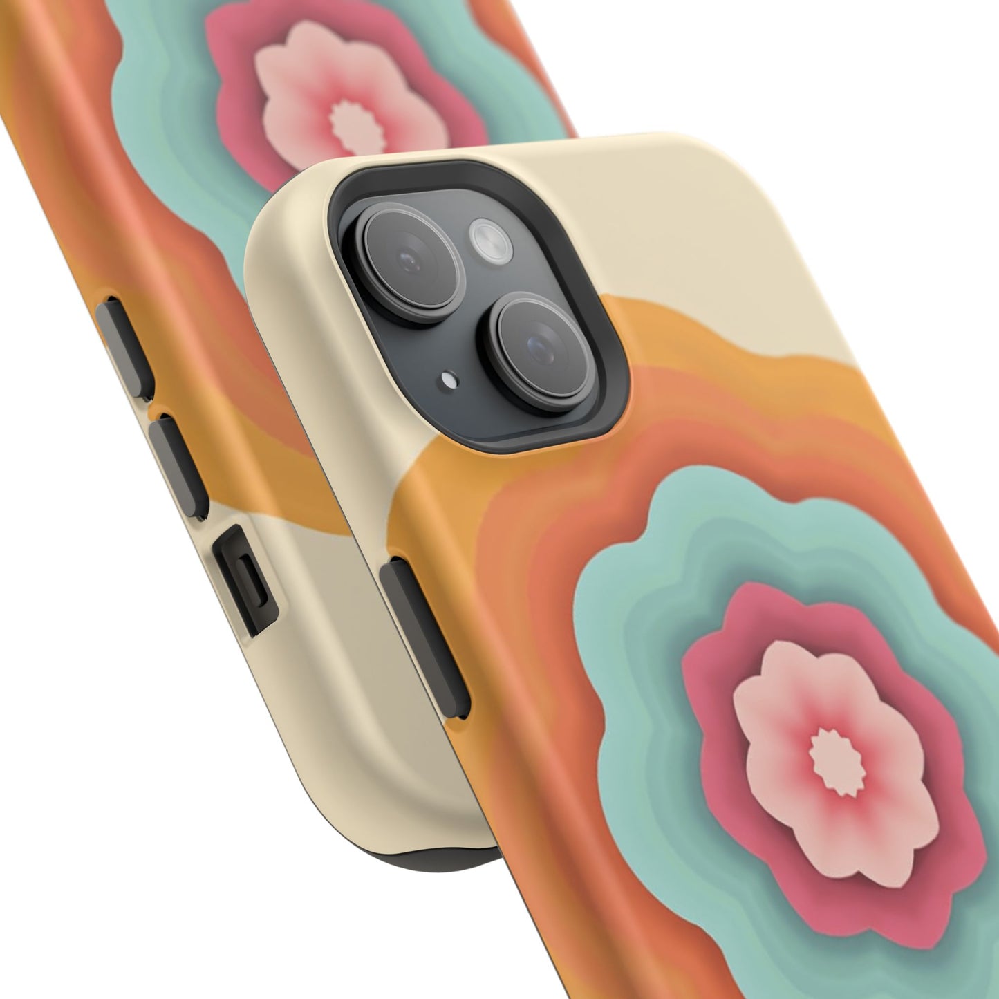 Retro Flower Phone Case - 70s Aesthetic iPhone Case, Vintage Gift Idea, Layered Floral Design