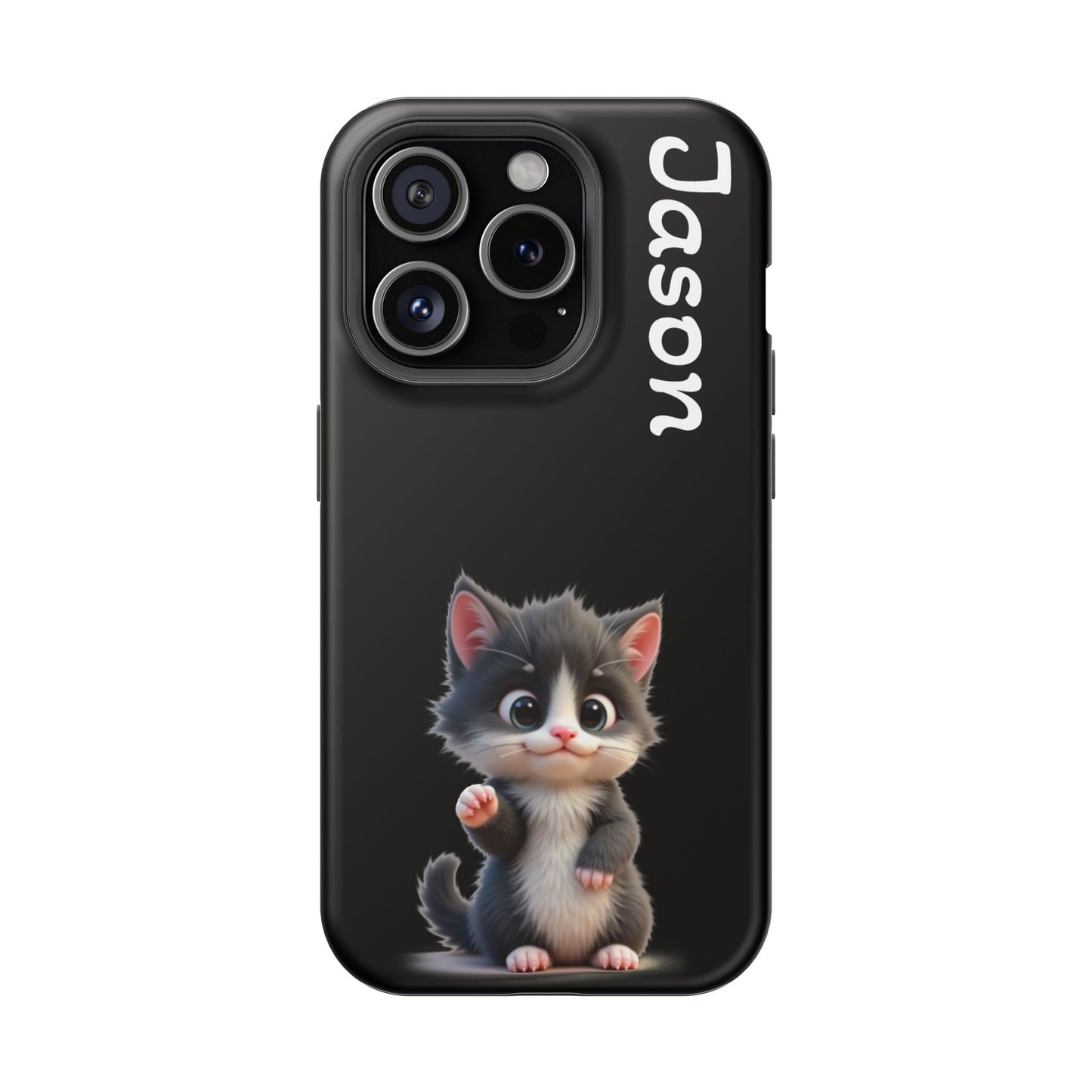 Personalized Kitten Phone Case - Custom Name Cat Lover Gift | Cute Black iPhone Cases for Women & Girls