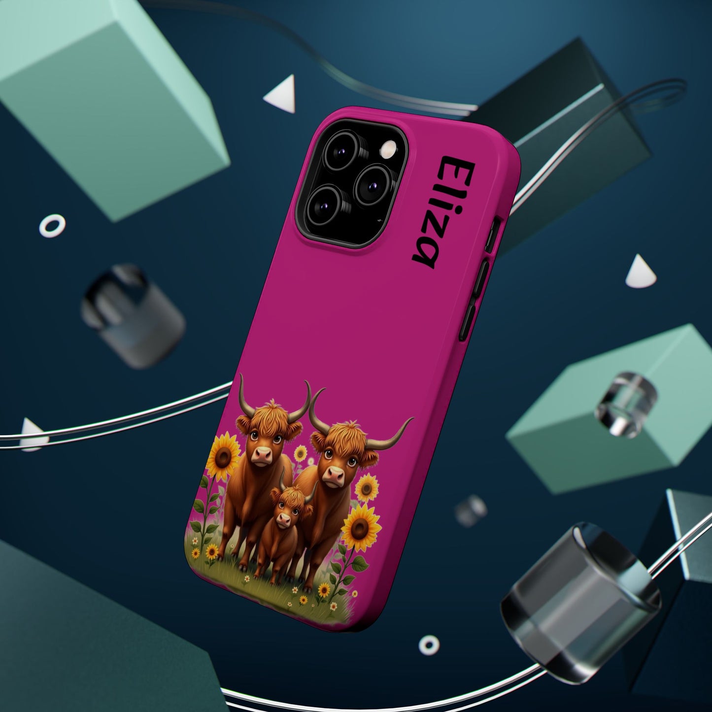Highland Cow Phone Case - Personalized Custom Name | Cute Farm Animal Gift | iPhone Cases for Women & Girls