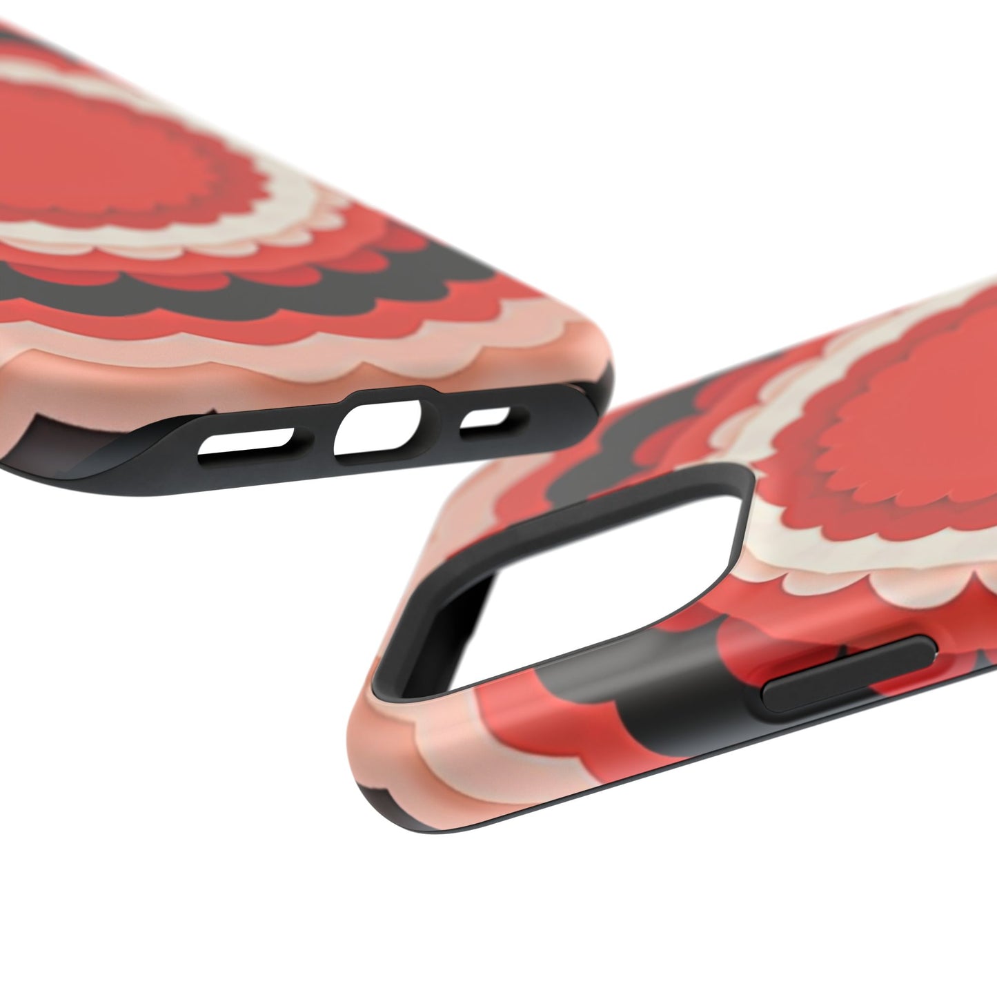 Red Floral iPhone Case - Bold Scalloped Design, Aesthetic Gift Idea