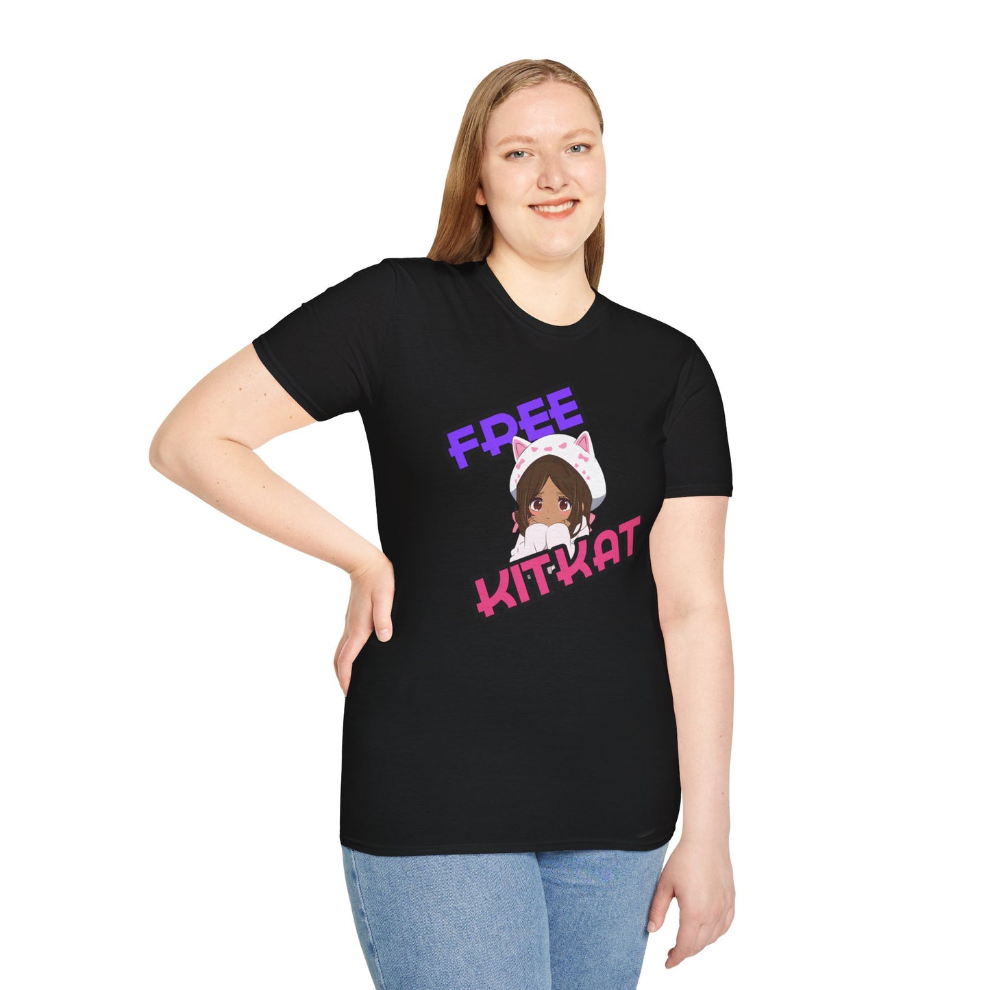 "Free KitKat" Anime Girl T-Shirt β Cute Kawaii Cat Hoodie Design