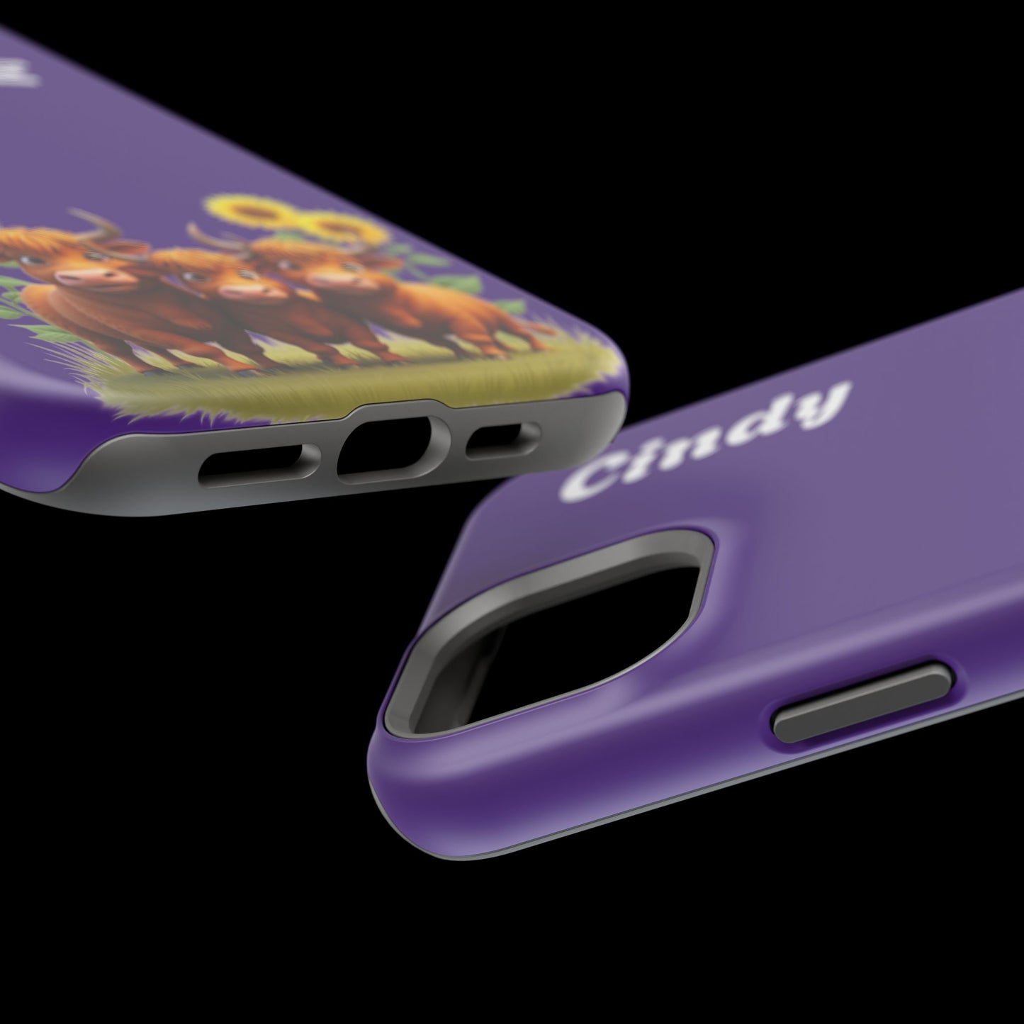 Personalized Purple Highland Cow Phone Case - Custom Name Farm Animal Gift | Cute Purple iPhone Cases for Women & Girls