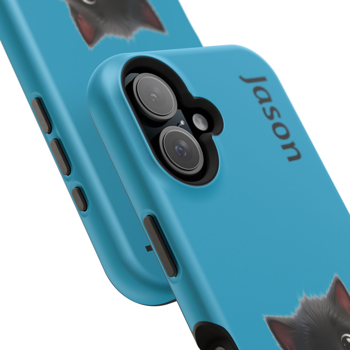 Personalized Black Kitten Phone Case - Custom Name Cat Lover Gift | Cute Teal Blue iPhone Cases for Women & Girls