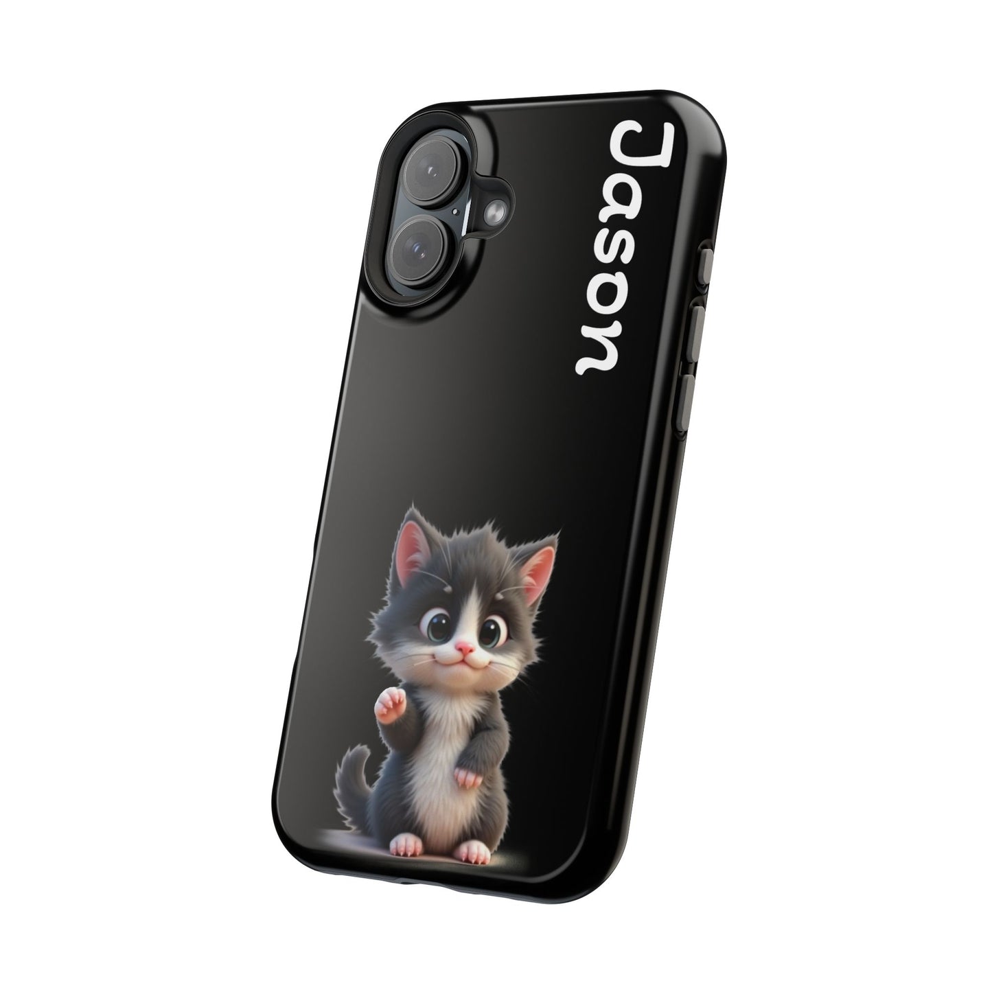 Personalized Kitten Phone Case - Custom Name Cat Lover Gift | Cute Black iPhone Cases for Women & Girls
