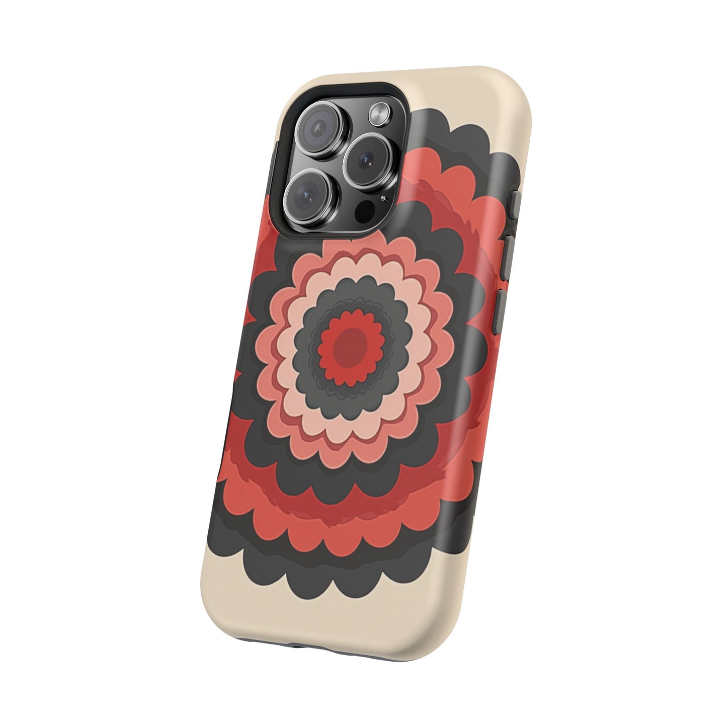 Layered Scallop Bloom iPhone Case - Retro Floral Design, Bold Aesthetic Gift Idea