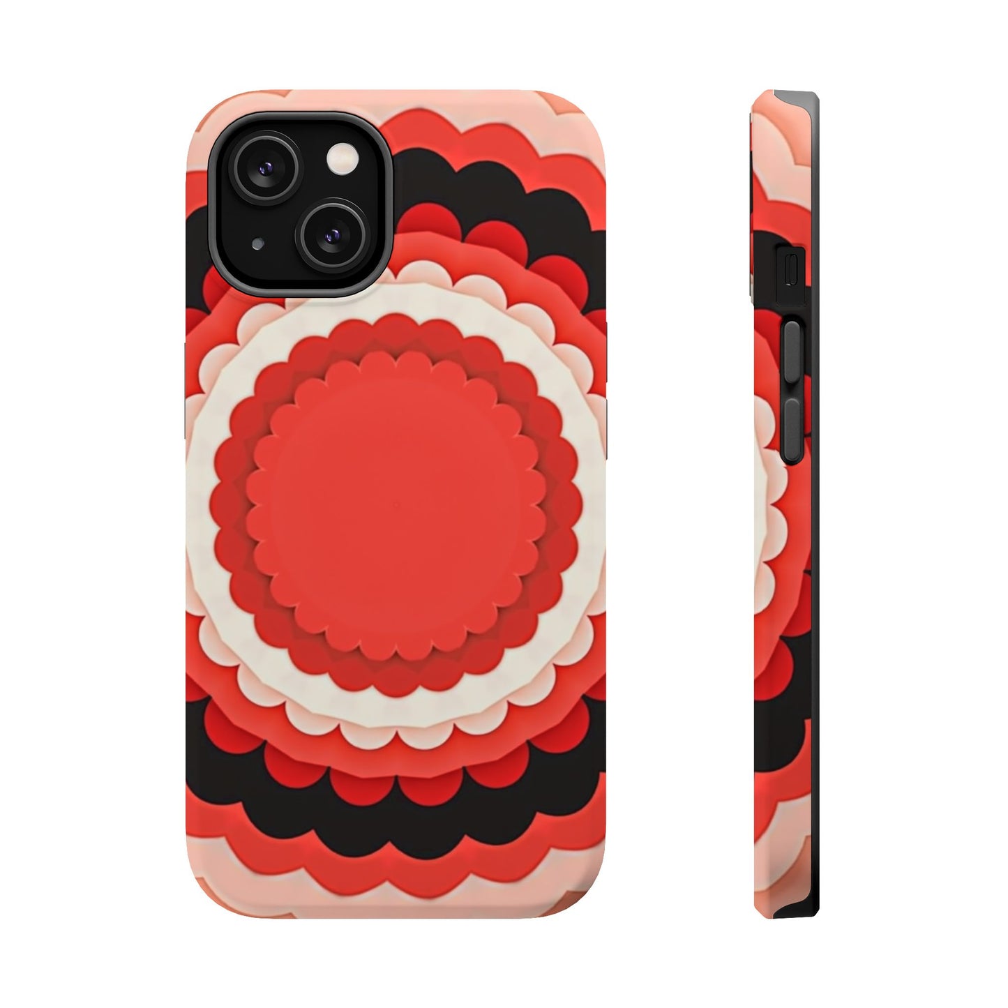 Red Floral iPhone Case - Bold Scalloped Design, Aesthetic Gift Idea