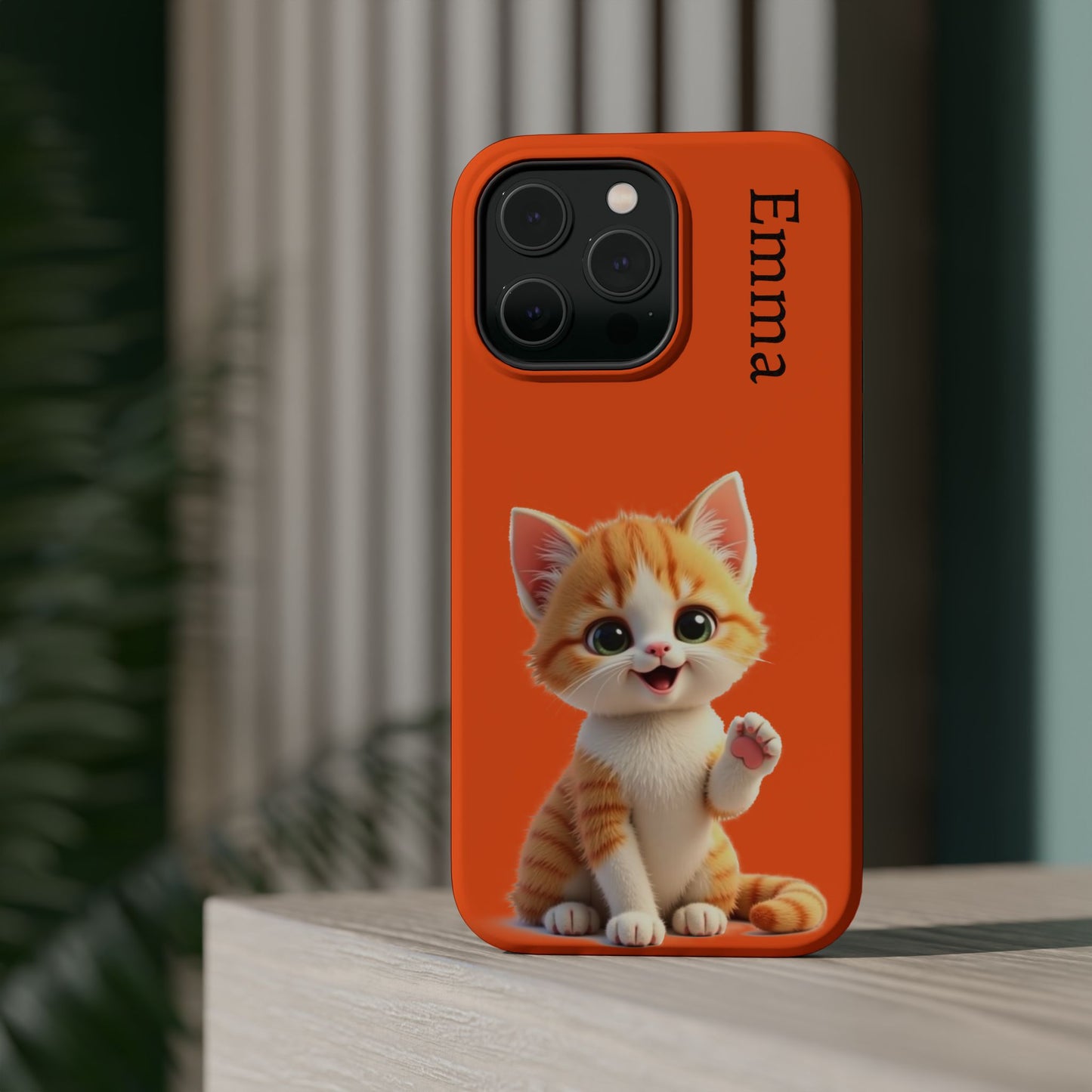 Personalized Orange Tabby Cat Phone Case - Custom Name Gift for Cat Lovers | Kawaii Kitten Cases for Girls & Women