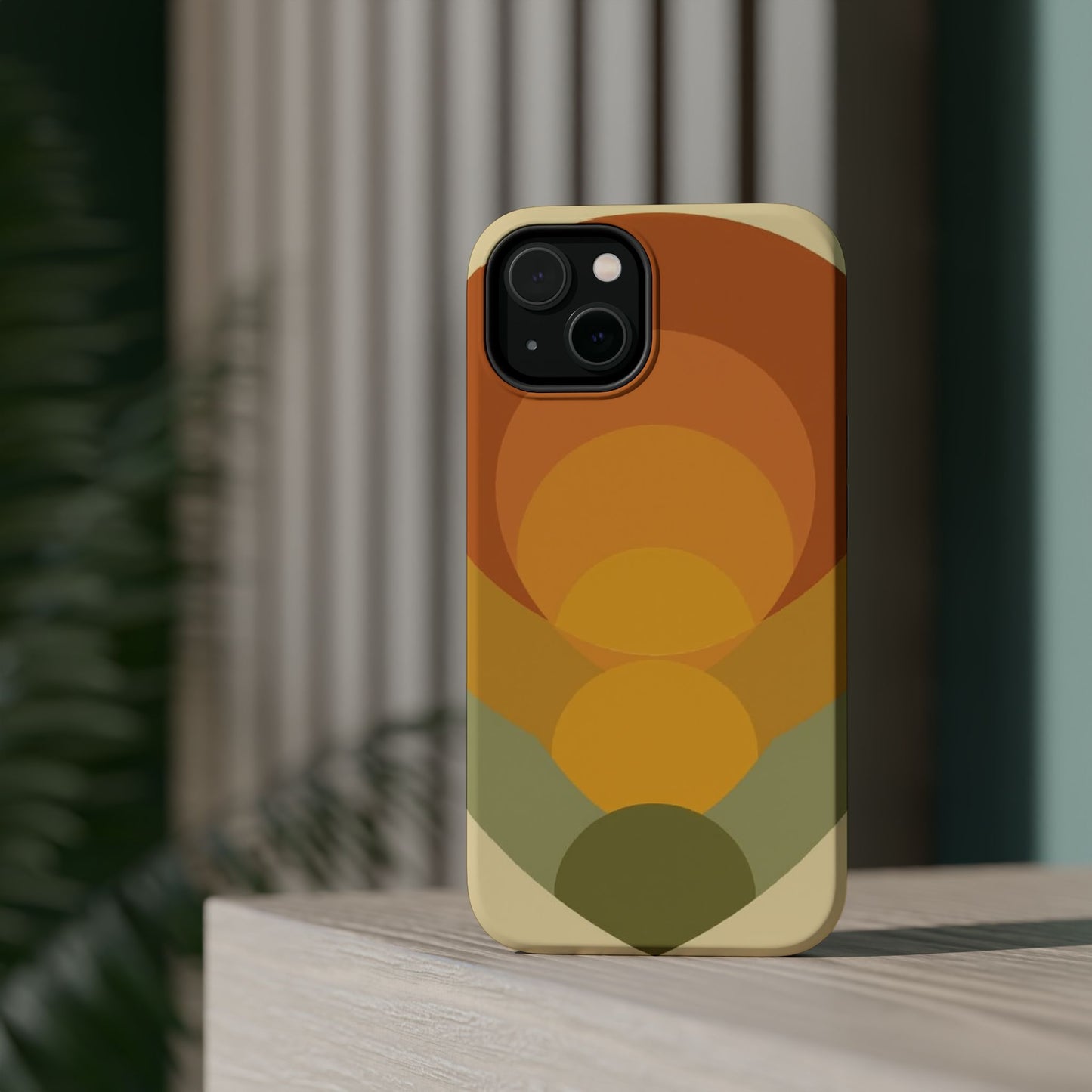 70s Sunburst Phone Case - Vintage Aesthetic iPhone Case, Retro Gift Idea, Brown Orange Design