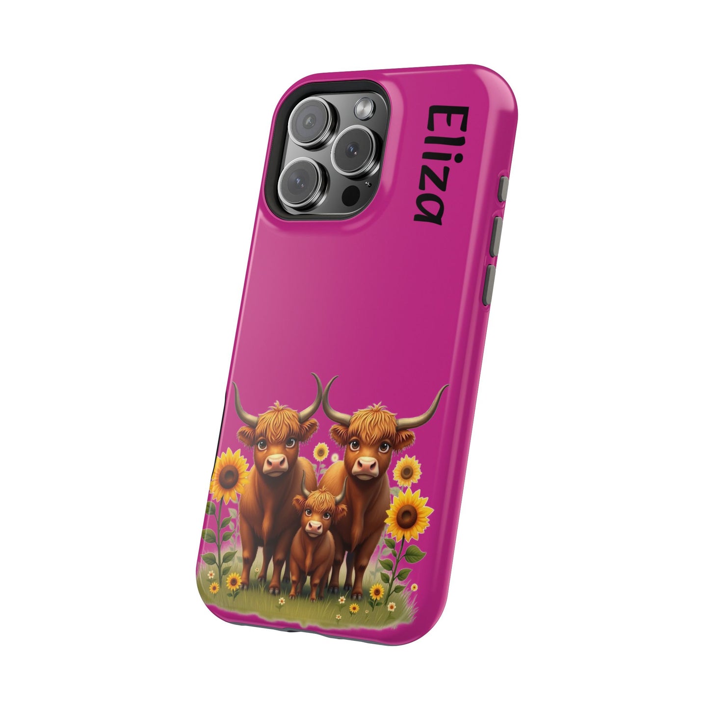 Highland Cow Phone Case - Personalized Custom Name | Cute Farm Animal Gift | iPhone Cases for Women & Girls
