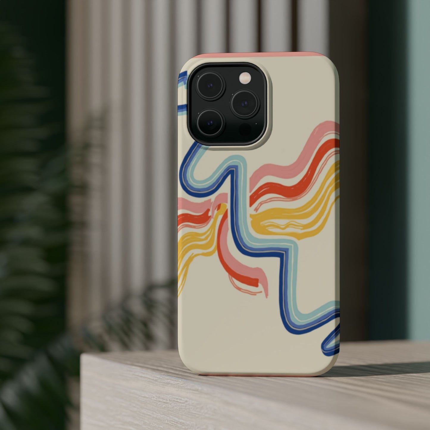 Retro Wave iPhone Case - Aesthetic Streamline Design, Trendy Gift Idea