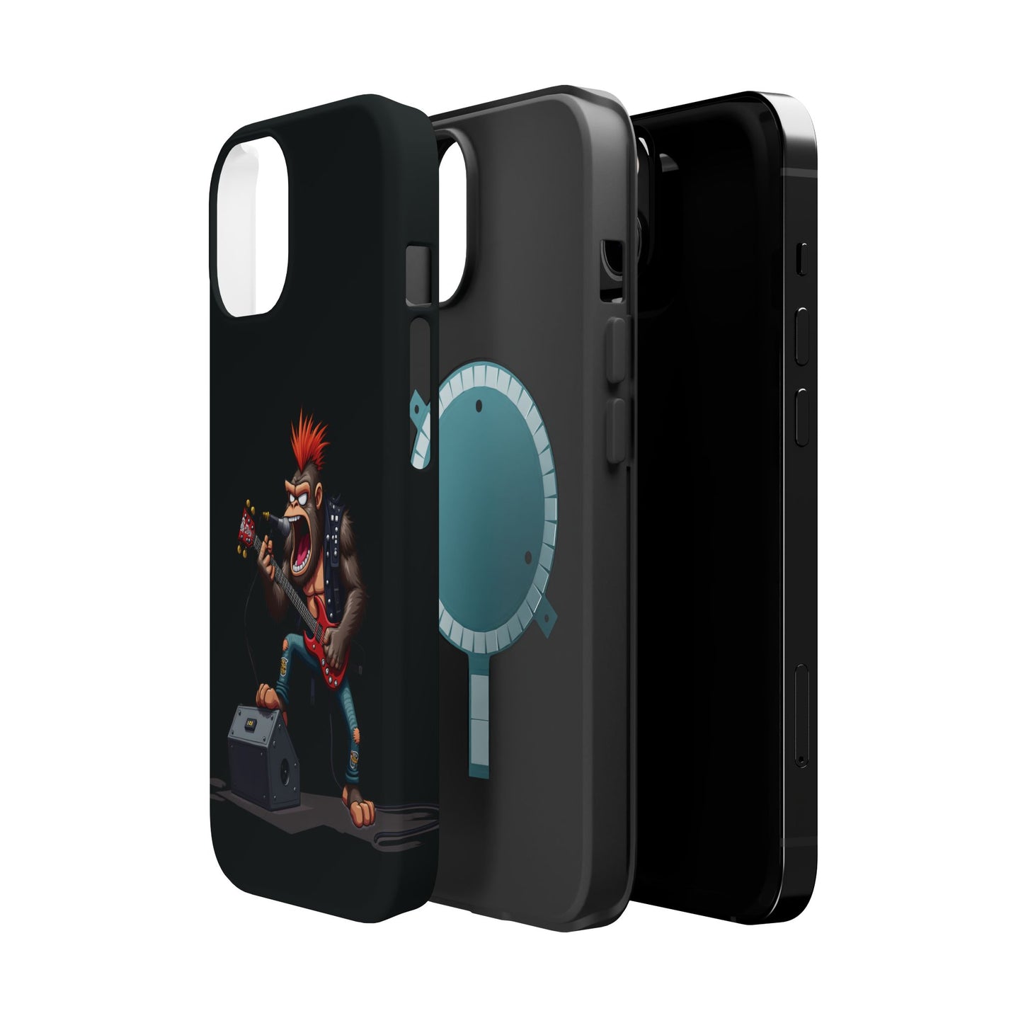 Punk Rock Gorilla iPhone Case - Funny Music Gift, Edgy Aesthetic, Animal Lover Gift