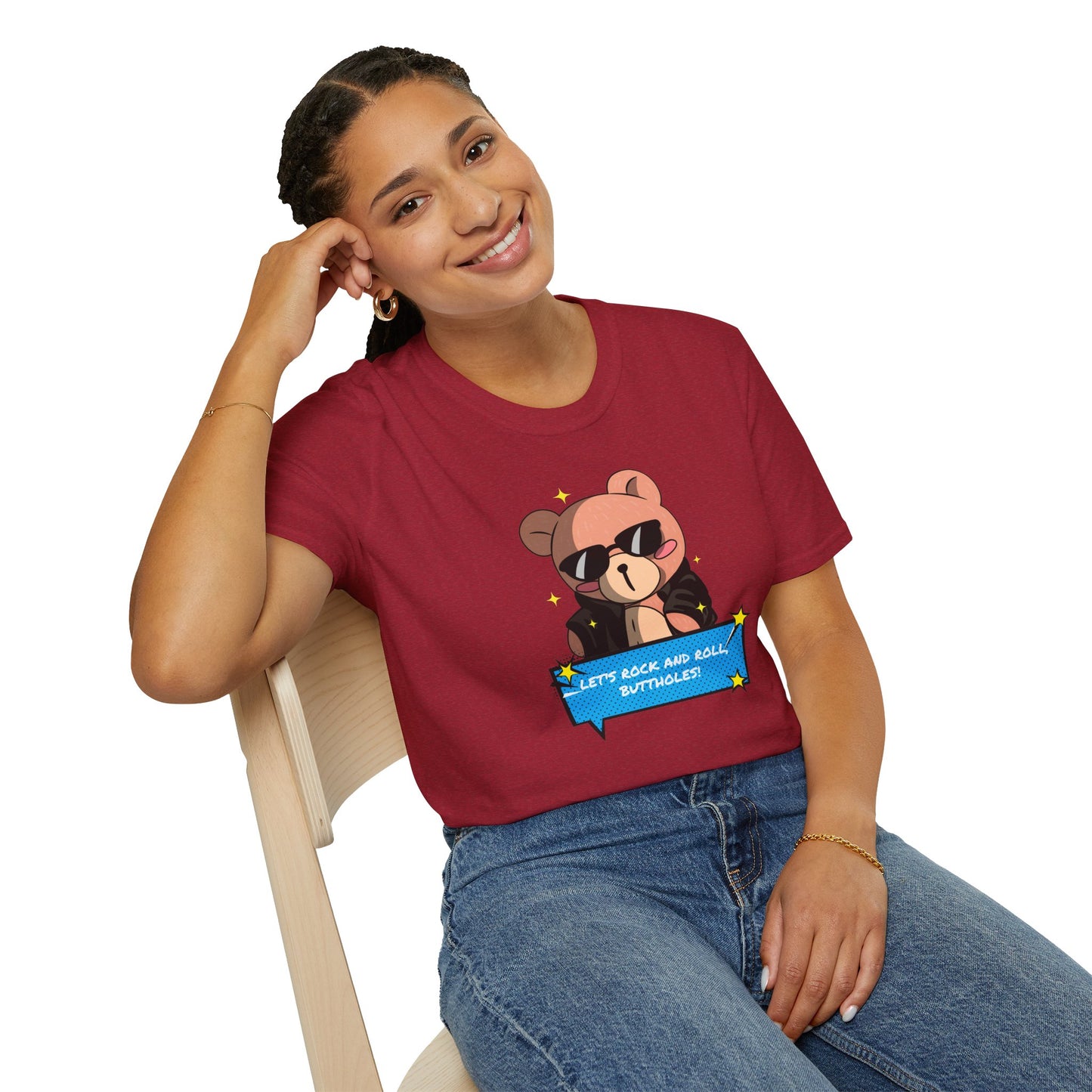 "Let’s Rock ‘n’ Roll, Buttholes!" Bold & Hilarious Graphic Tee – Sassy Body Positivity T-Shirt for the Unapologetically You
