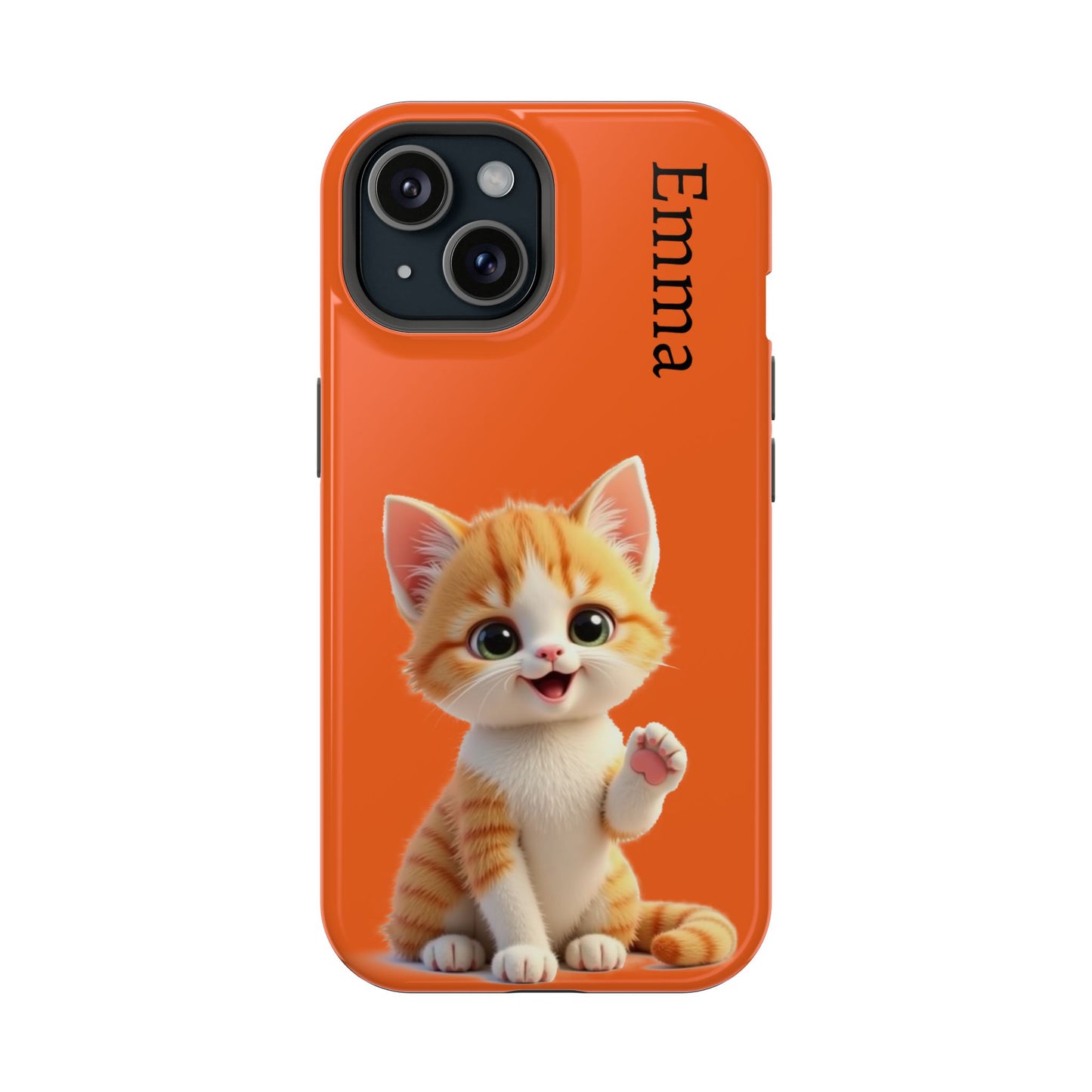 Personalized Orange Tabby Cat Phone Case - Custom Name Gift for Cat Lovers | Kawaii Kitten Cases for Girls & Women