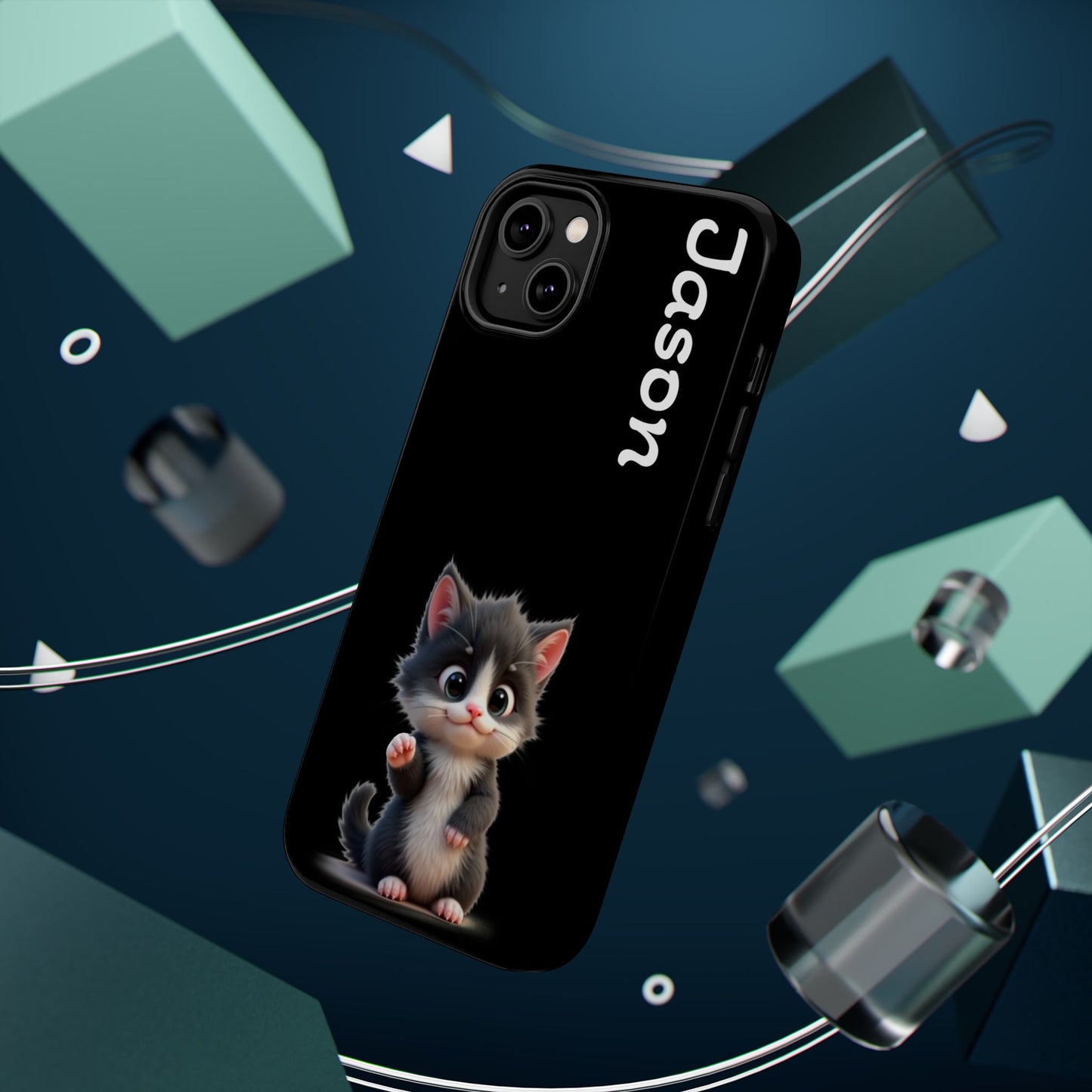 Personalized Kitten Phone Case - Custom Name Cat Lover Gift | Cute Black iPhone Cases for Women & Girls