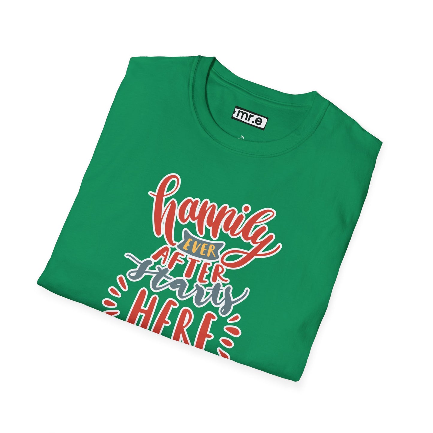 "Happily Ever After Starts Here" Inspirational & Wholesome T-Shirt – Cute Motivational Graphic Tee for Dreamers, Romantics & New Beginnings