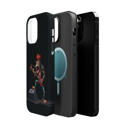 Punk Rock Gorilla iPhone Case - Funny Music Gift, Edgy Aesthetic, Animal Lover Gift