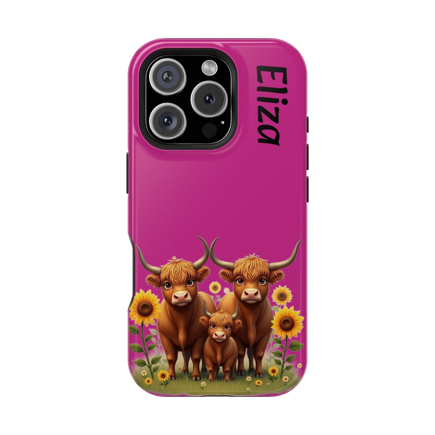 Highland Cow Phone Case - Personalized Custom Name | Cute Farm Animal Gift | iPhone Cases for Women & Girls