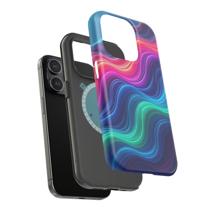 Neon Wave Phone Case - Aesthetic Glowing Design | iPhone 14-17 Cases | Trendy Gifts for Her, Rave Accessory