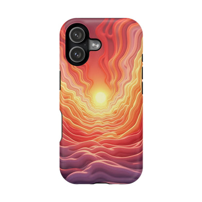 Golden Glow iPhone Case - Sunset Landscape Design, Aesthetic Gift Idea
