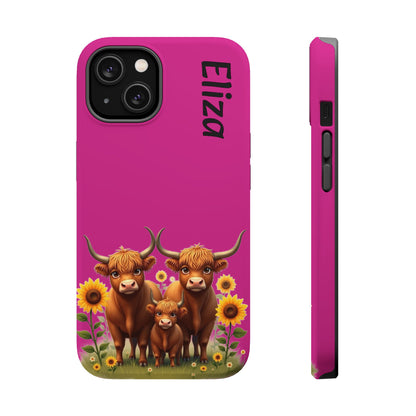 Highland Cow Phone Case - Personalized Custom Name | Cute Farm Animal Gift | iPhone Cases for Women & Girls