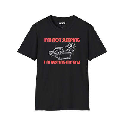 Funny Dad T-Shirt – “I’m Not Sleeping, I’m Resting My Eyes” – Gift for Napping Dads, Husbands & Recliner Kings