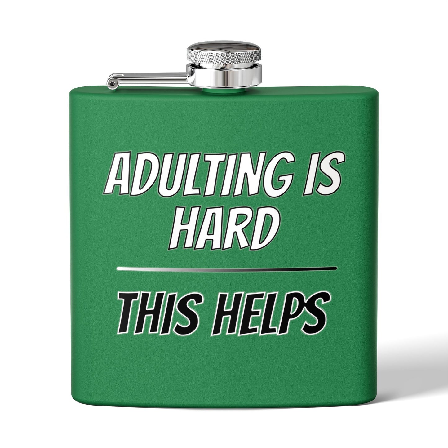 "Adulting Is Hard – This Helps" Flask – Funny Stainless Steel Hip Flask