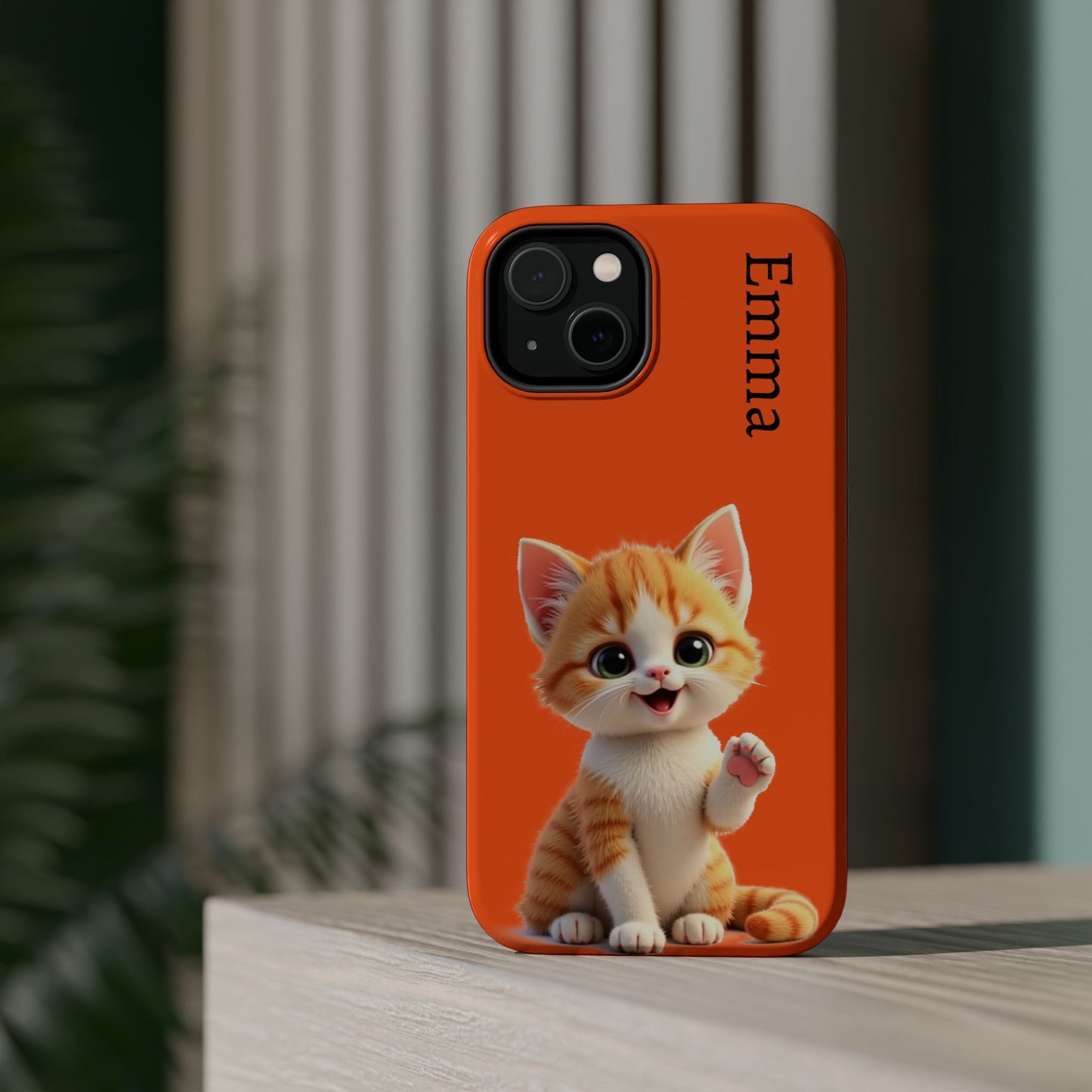 Personalized Orange Tabby Cat Phone Case - Custom Name Gift for Cat Lovers | Kawaii Kitten Cases for Girls & Women