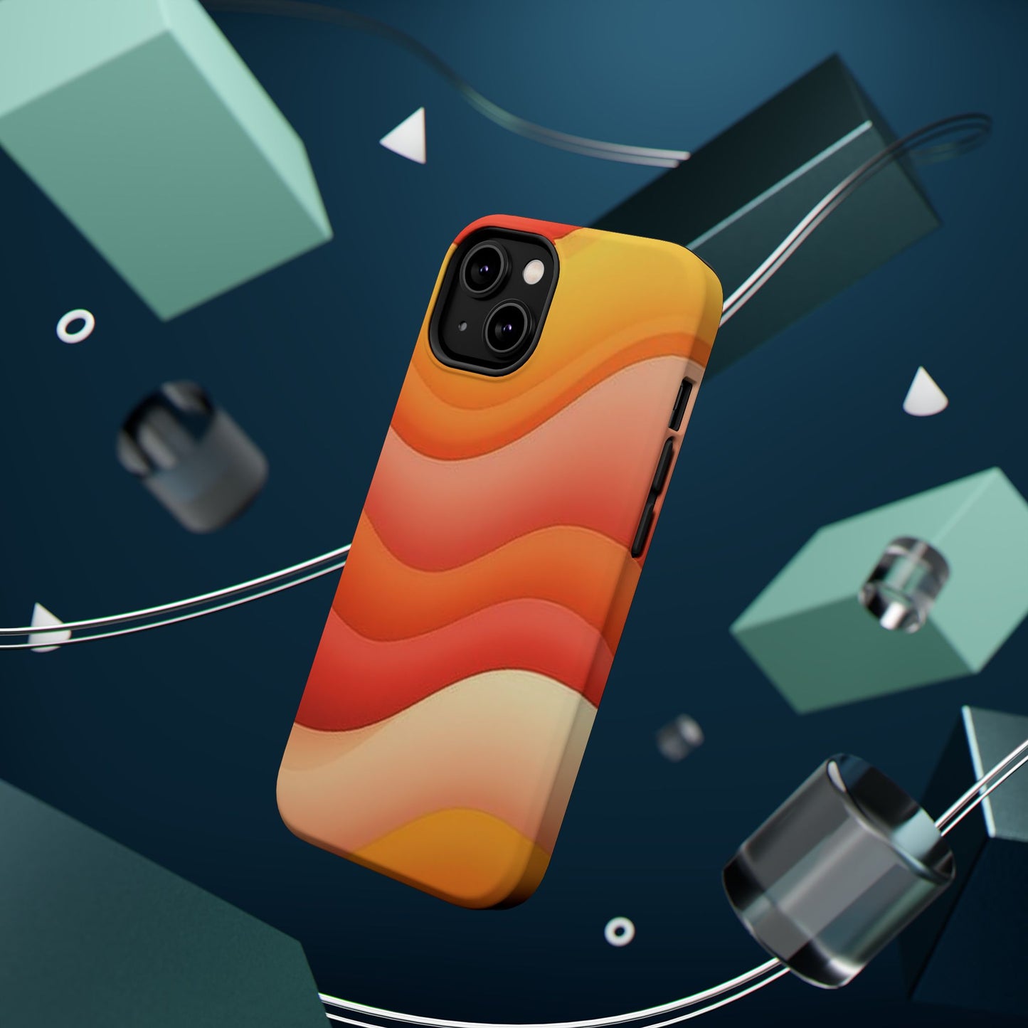 Sunset Waves Phone Case - Aesthetic Orange & Yellow Gift | Retro Summer Vibes Cases