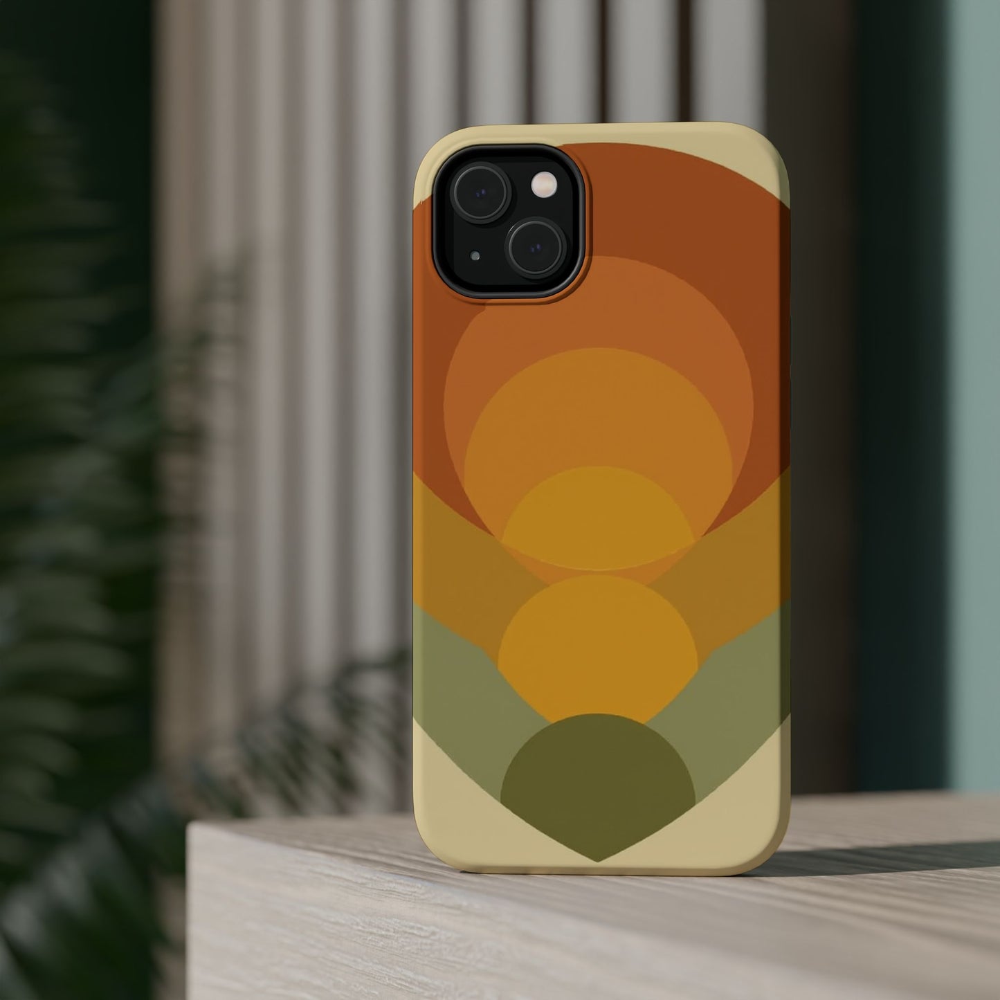70s Sunburst Phone Case - Vintage Aesthetic iPhone Case, Retro Gift Idea, Brown Orange Design