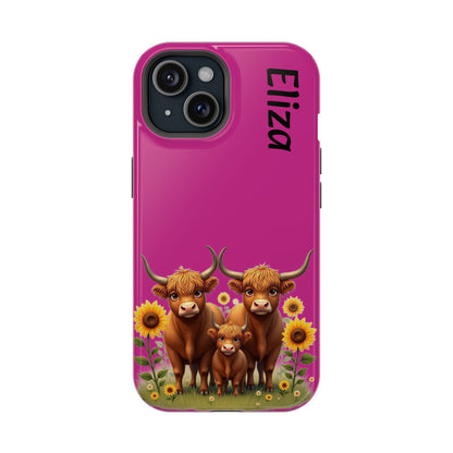 Highland Cow Phone Case - Personalized Custom Name | Cute Farm Animal Gift | iPhone Cases for Women & Girls