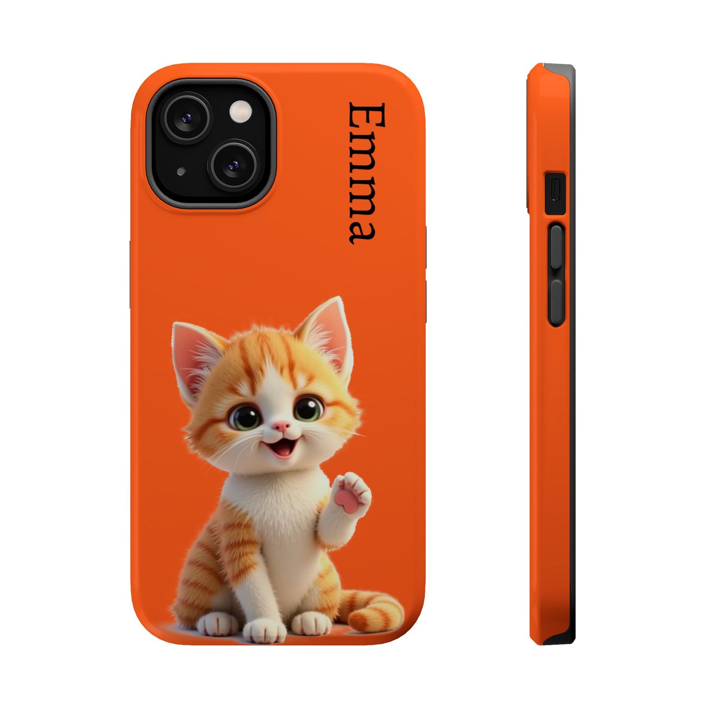 Personalized Orange Tabby Cat Phone Case - Custom Name Gift for Cat Lovers | Kawaii Kitten Cases for Girls & Women