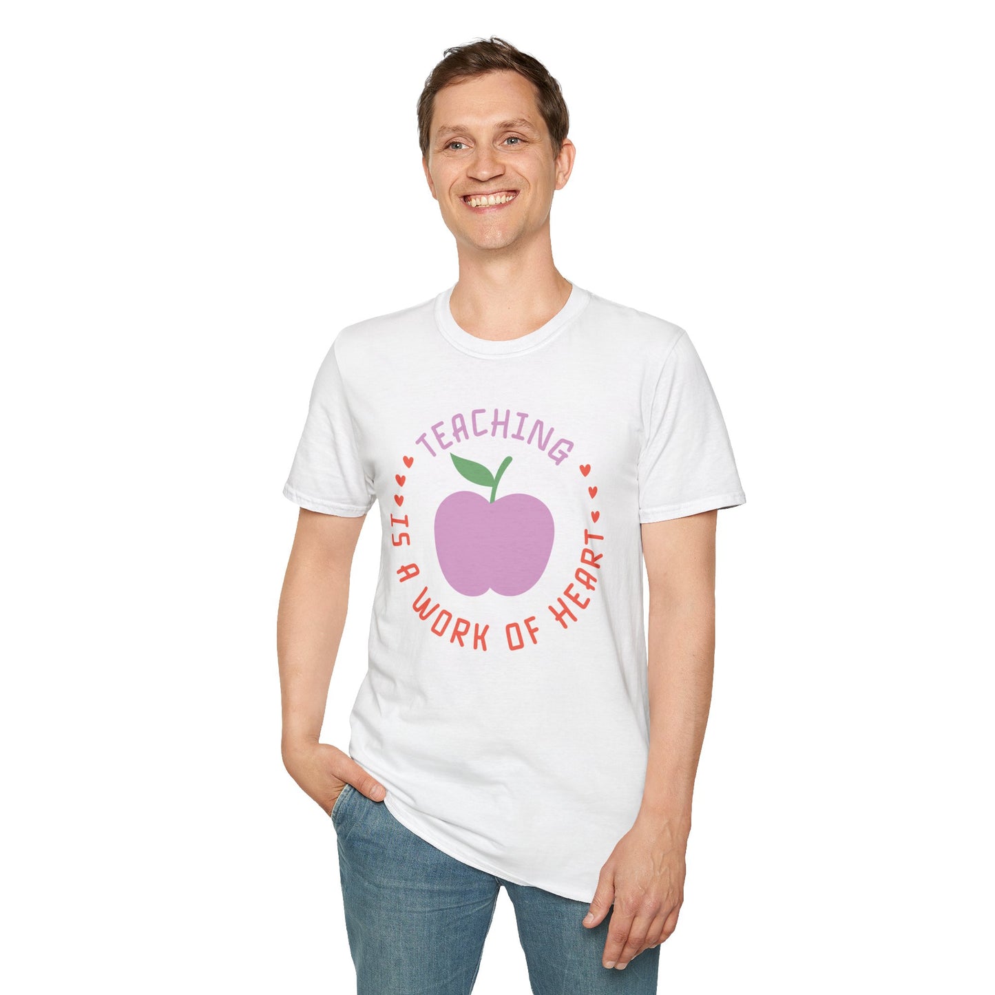 Teaching Is a Work of Heart T-Shirt Inspirational Teacher Gift Cute Teacher Appreciation Tee Comfortable Casual Wear