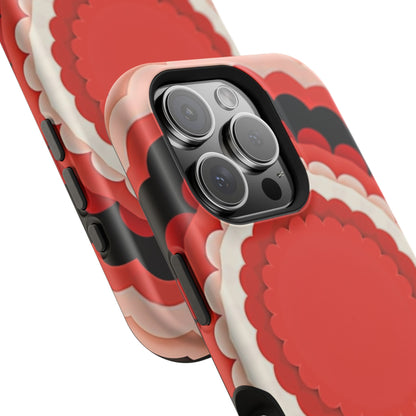 Red Floral iPhone Case - Bold Scalloped Design, Aesthetic Gift Idea