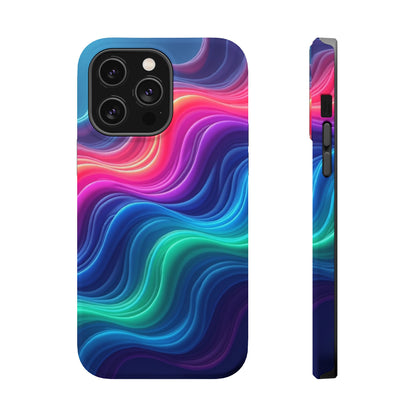 Neon Wave Phone Case - Aesthetic Glowing Design | iPhone 14-17 Cases | Trendy Gifts for Her, Rave Accessory