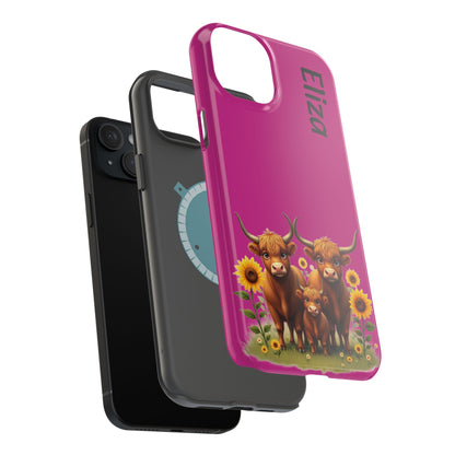 Highland Cow Phone Case - Personalized Custom Name | Cute Farm Animal Gift | iPhone Cases for Women & Girls