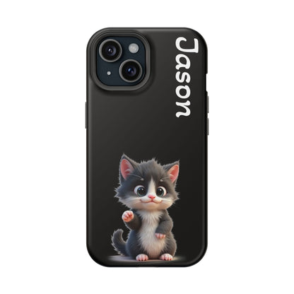 Personalized Kitten Phone Case - Custom Name Cat Lover Gift | Cute Black iPhone Cases for Women & Girls