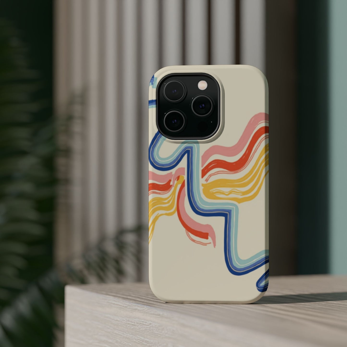 Retro Wave iPhone Case - Aesthetic Streamline Design, Trendy Gift Idea