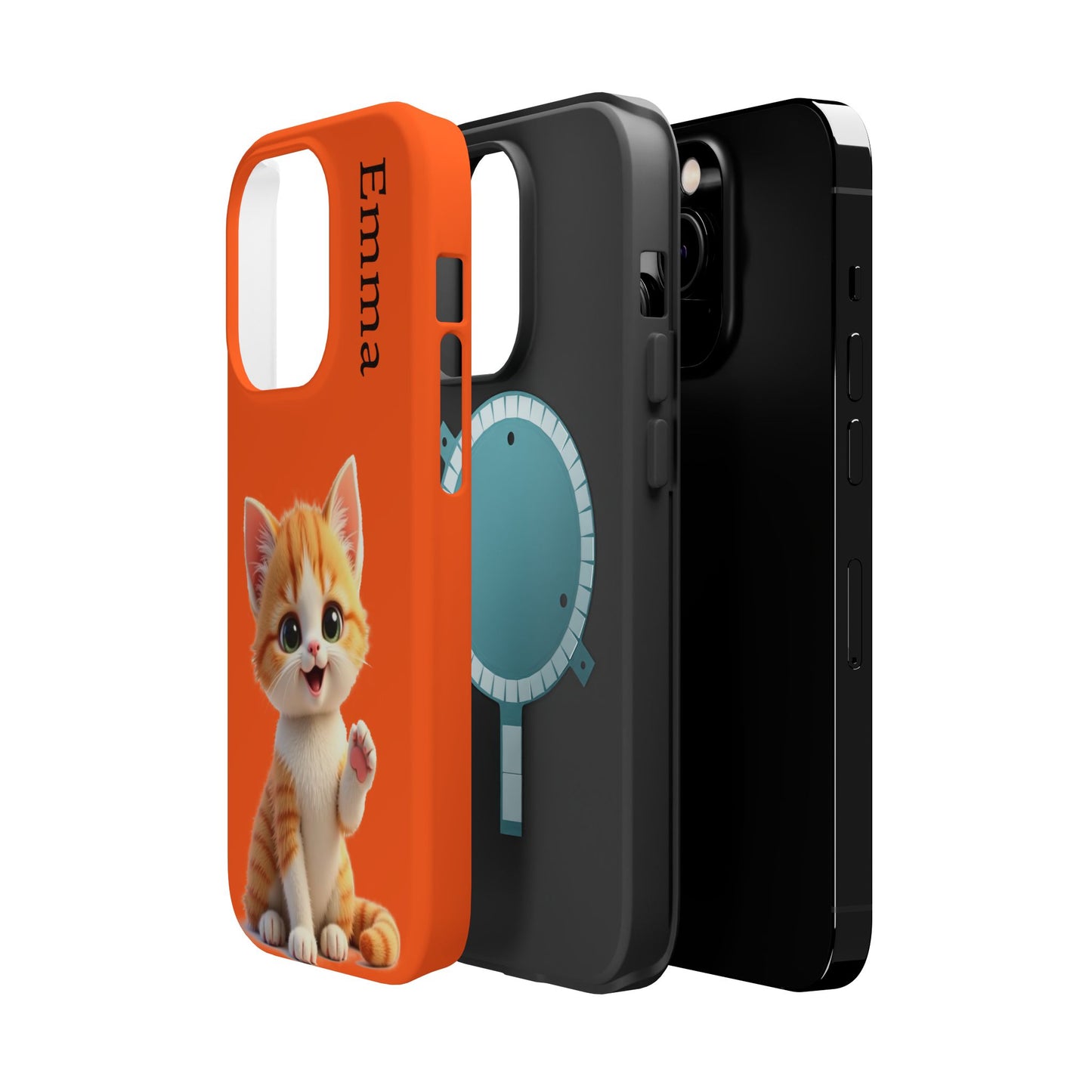 Personalized Orange Tabby Cat Phone Case - Custom Name Gift for Cat Lovers | Kawaii Kitten Cases for Girls & Women