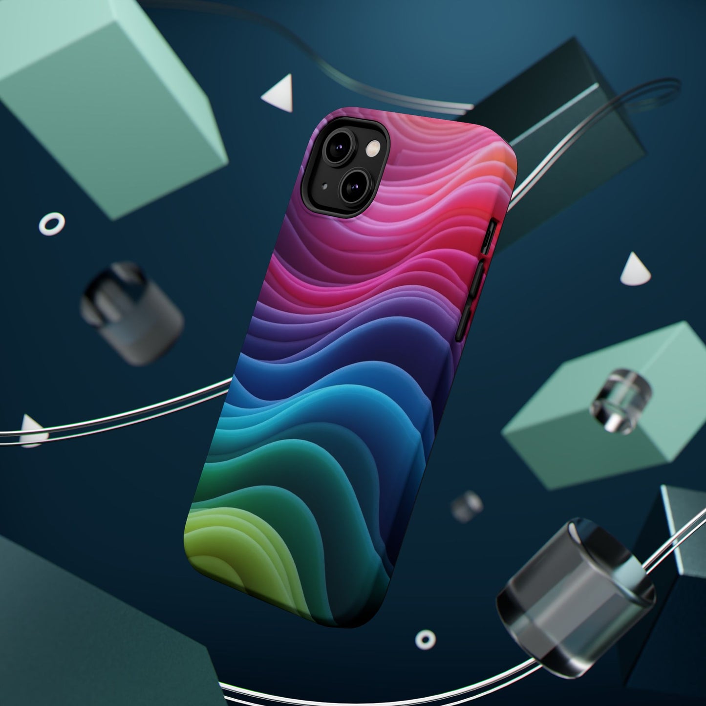 Colorful Wave Phone Case - Aesthetic iPhone Case | Rainbow Ripple Design | Trendy Gifts for Her | Unique Art Print