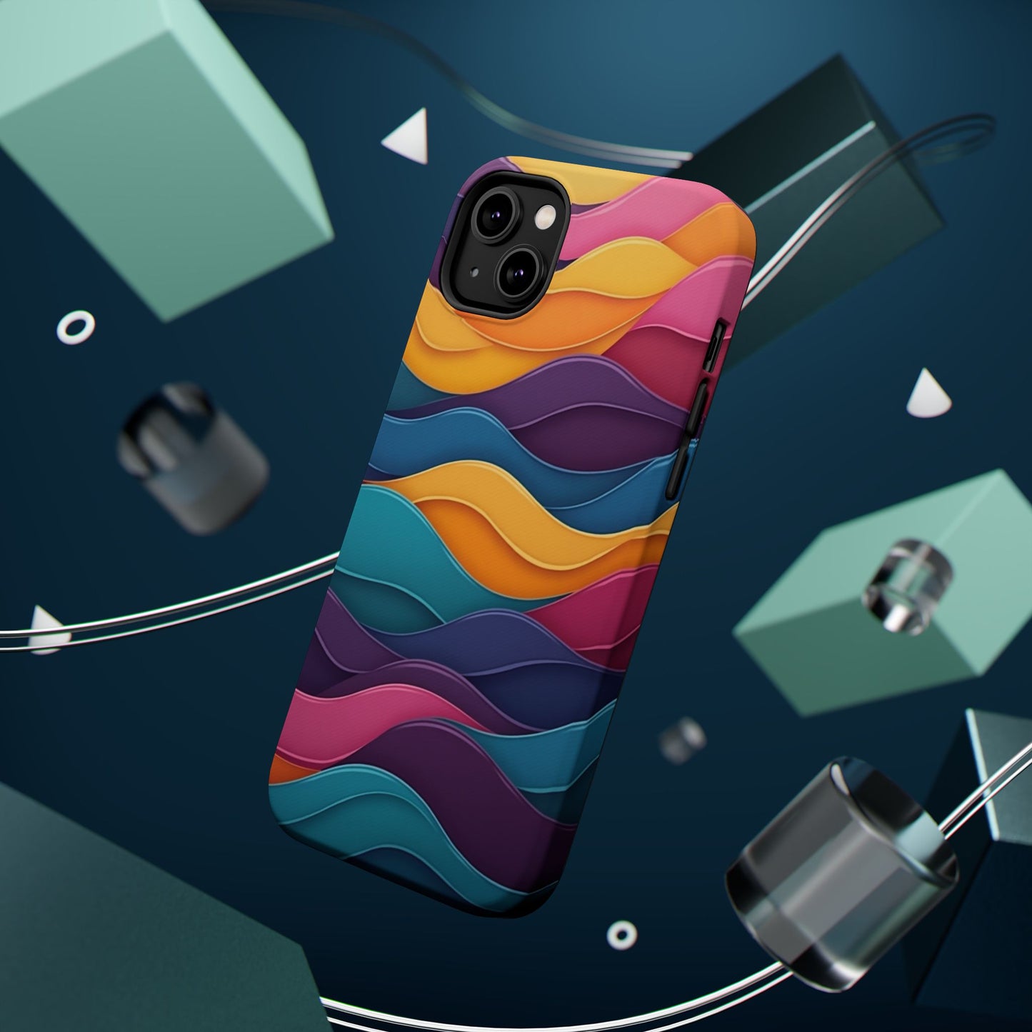 Colorful Wave Phone Case - Aesthetic iPhone Case, Bright Gift Idea, Trendy Summer Accessory