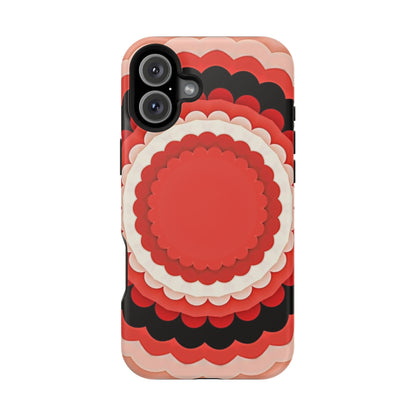 Red Floral iPhone Case - Bold Scalloped Design, Aesthetic Gift Idea