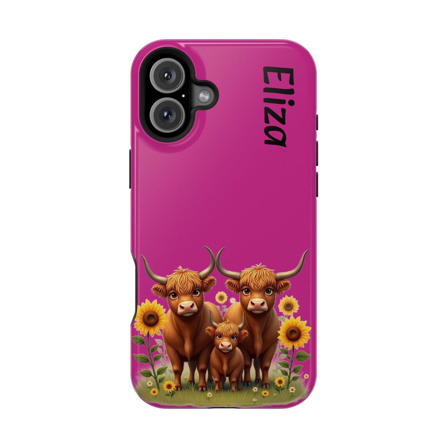 Highland Cow Phone Case - Personalized Custom Name | Cute Farm Animal Gift | iPhone Cases for Women & Girls