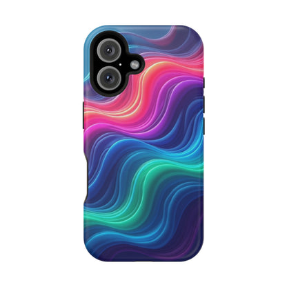 Neon Wave Phone Case - Aesthetic Glowing Design | iPhone 14-17 Cases | Trendy Gifts for Her, Rave Accessory