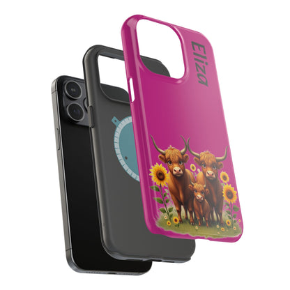 Highland Cow Phone Case - Personalized Custom Name | Cute Farm Animal Gift | iPhone Cases for Women & Girls