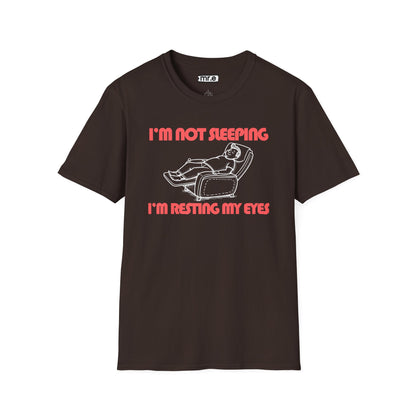 Funny Dad T-Shirt – “I’m Not Sleeping, I’m Resting My Eyes” – Gift for Napping Dads, Husbands & Recliner Kings