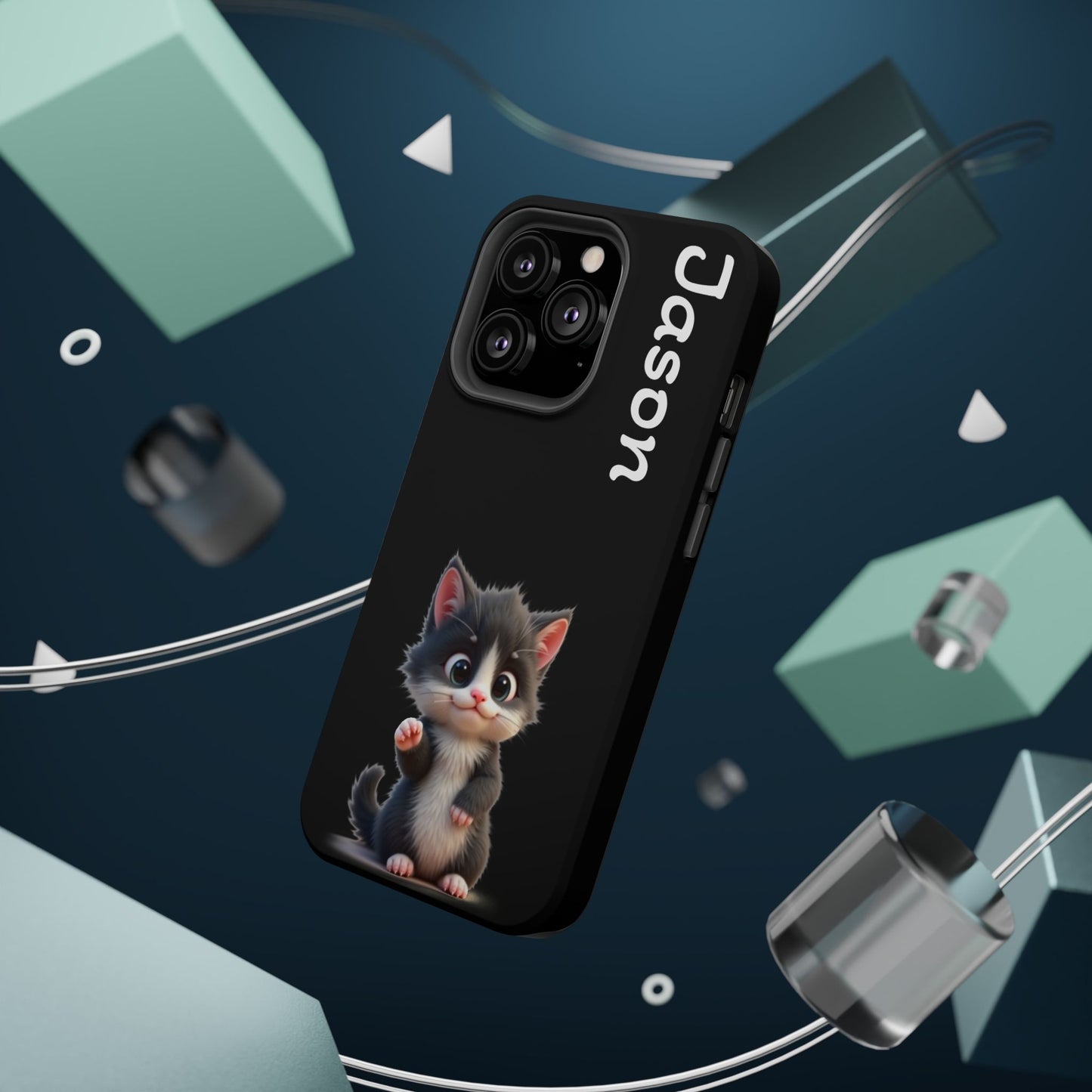Personalized Kitten Phone Case - Custom Name Cat Lover Gift | Cute Black iPhone Cases for Women & Girls