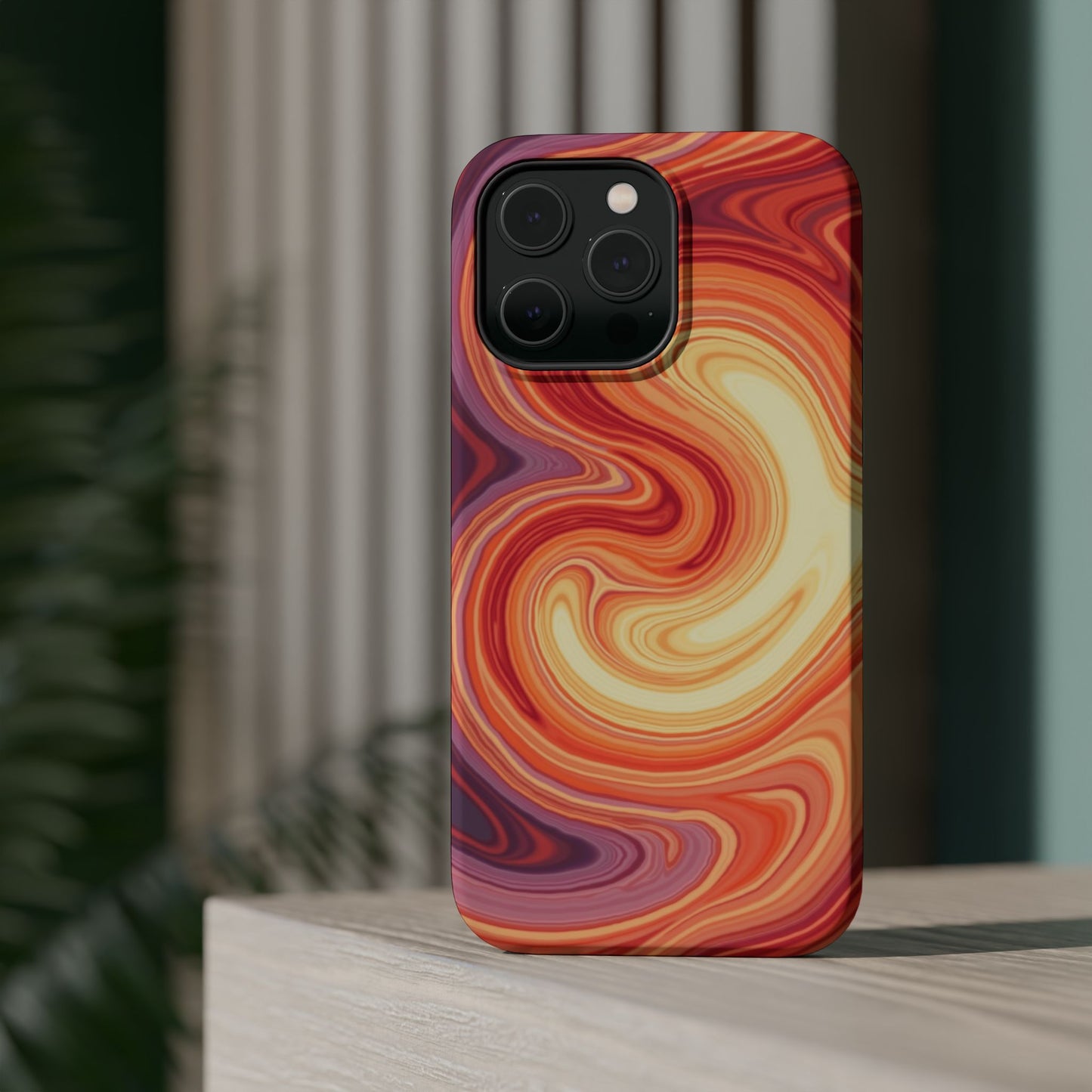 Sunset Phone Case - Orange Aesthetic iPhone Case, Warm Gift Idea, Trendy Swirl Design