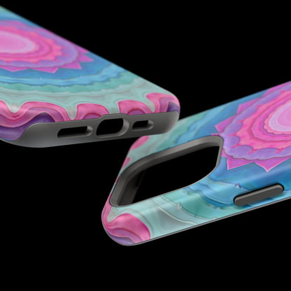 Rippled Radiance iPhone Case - Abstract Pink Floral Design, Aesthetic Gift Idea