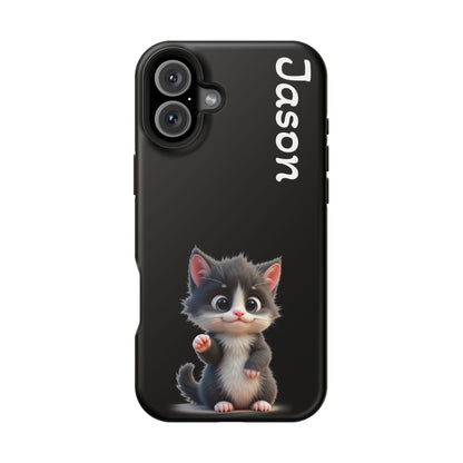 Personalized Kitten Phone Case - Custom Name Cat Lover Gift | Cute Black iPhone Cases for Women & Girls