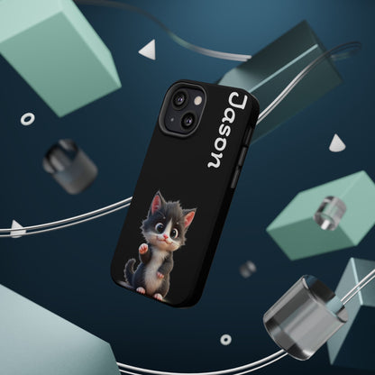 Personalized Kitten Phone Case - Custom Name Cat Lover Gift | Cute Black iPhone Cases for Women & Girls
